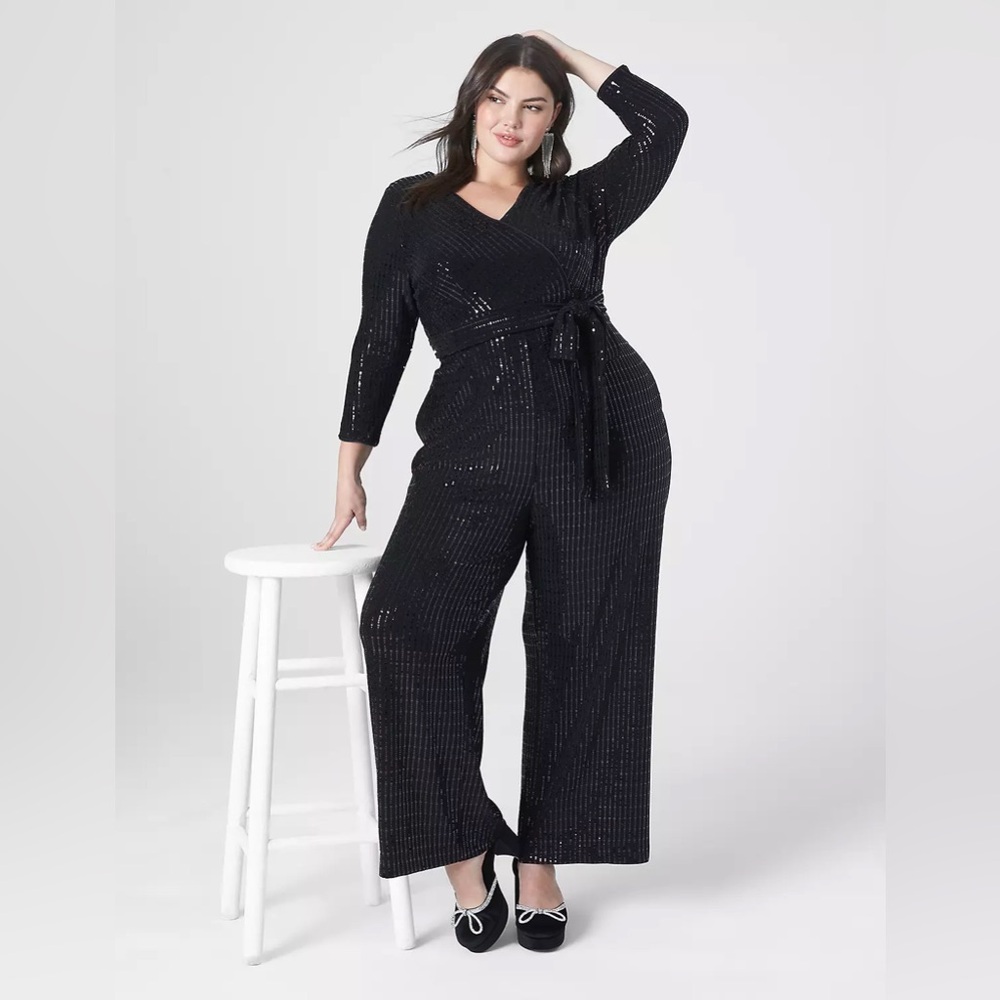 Lane Bryant Sequin Jumpsuit | 22/24W | 3X | Black Sequin